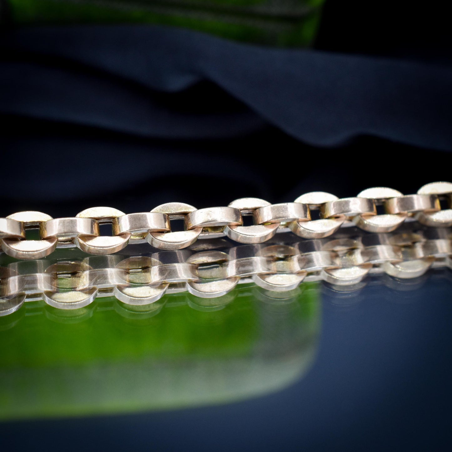 Antique 9ct Gold Oval Cable Link Dog Clip Bracelet | 8"