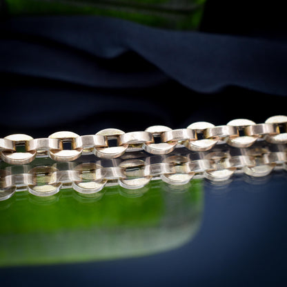 Antique 9ct Gold Oval Cable Link Dog Clip Bracelet | 8"