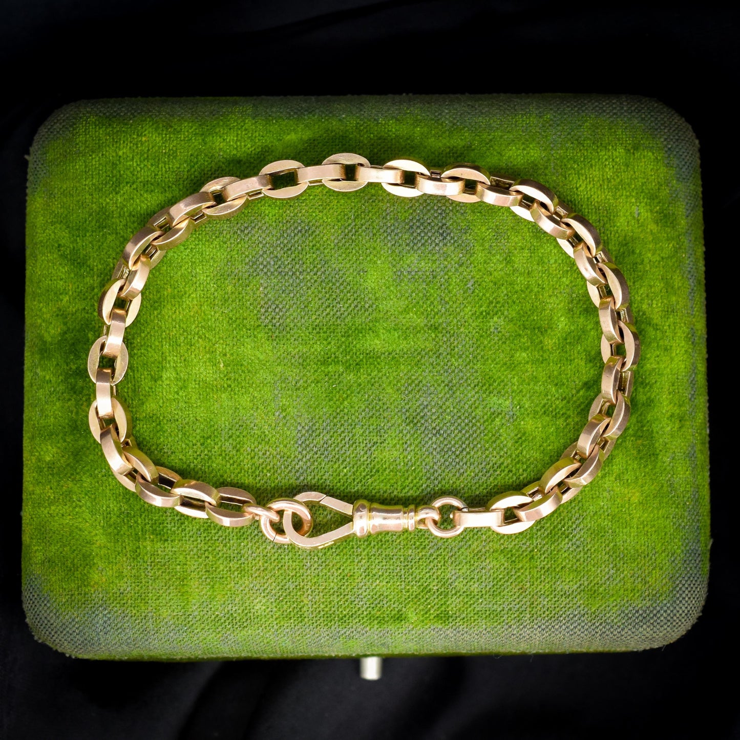 Antique 9ct Gold Oval Cable Link Dog Clip Bracelet | 8"
