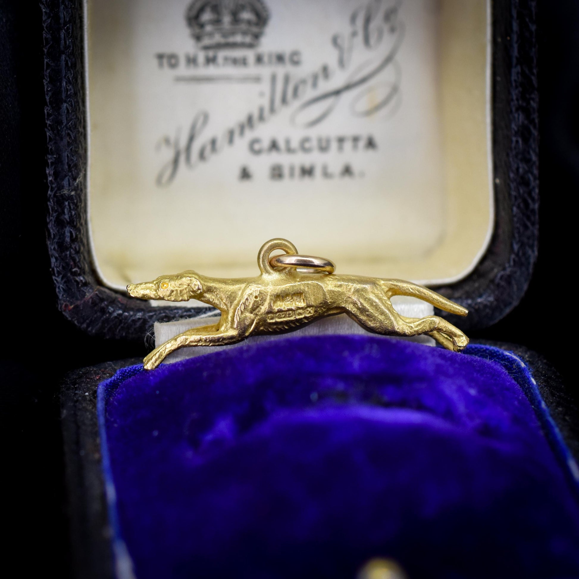 Vintage 9ct Gold Solid Greyhound Dog Charm Pendant