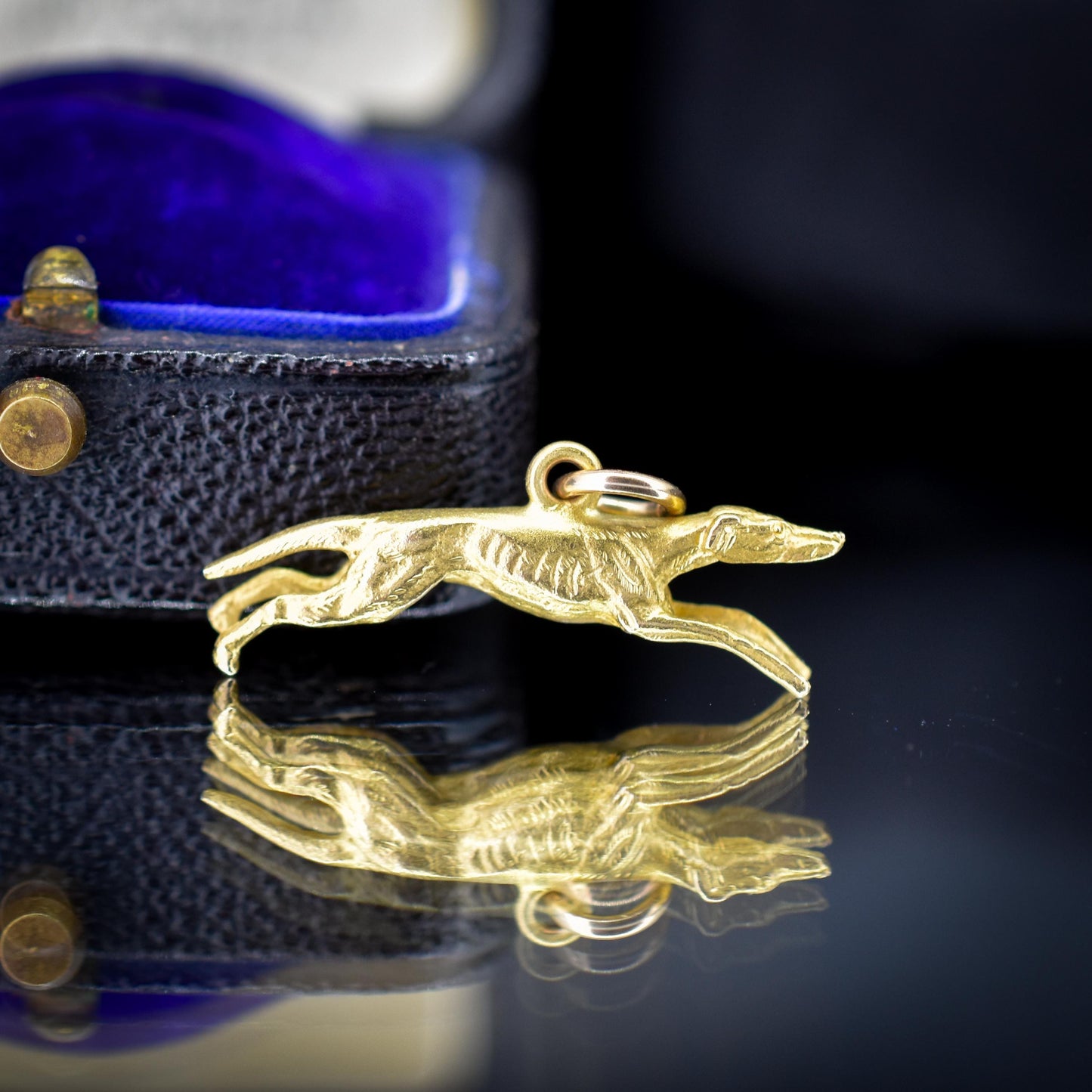 Vintage 9ct Gold Solid Greyhound Dog Charm Pendant