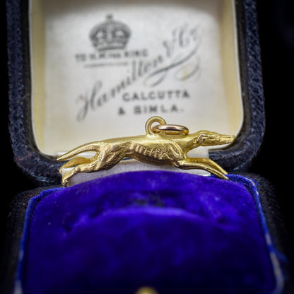 Vintage 9ct Gold Solid Greyhound Dog Charm Pendant