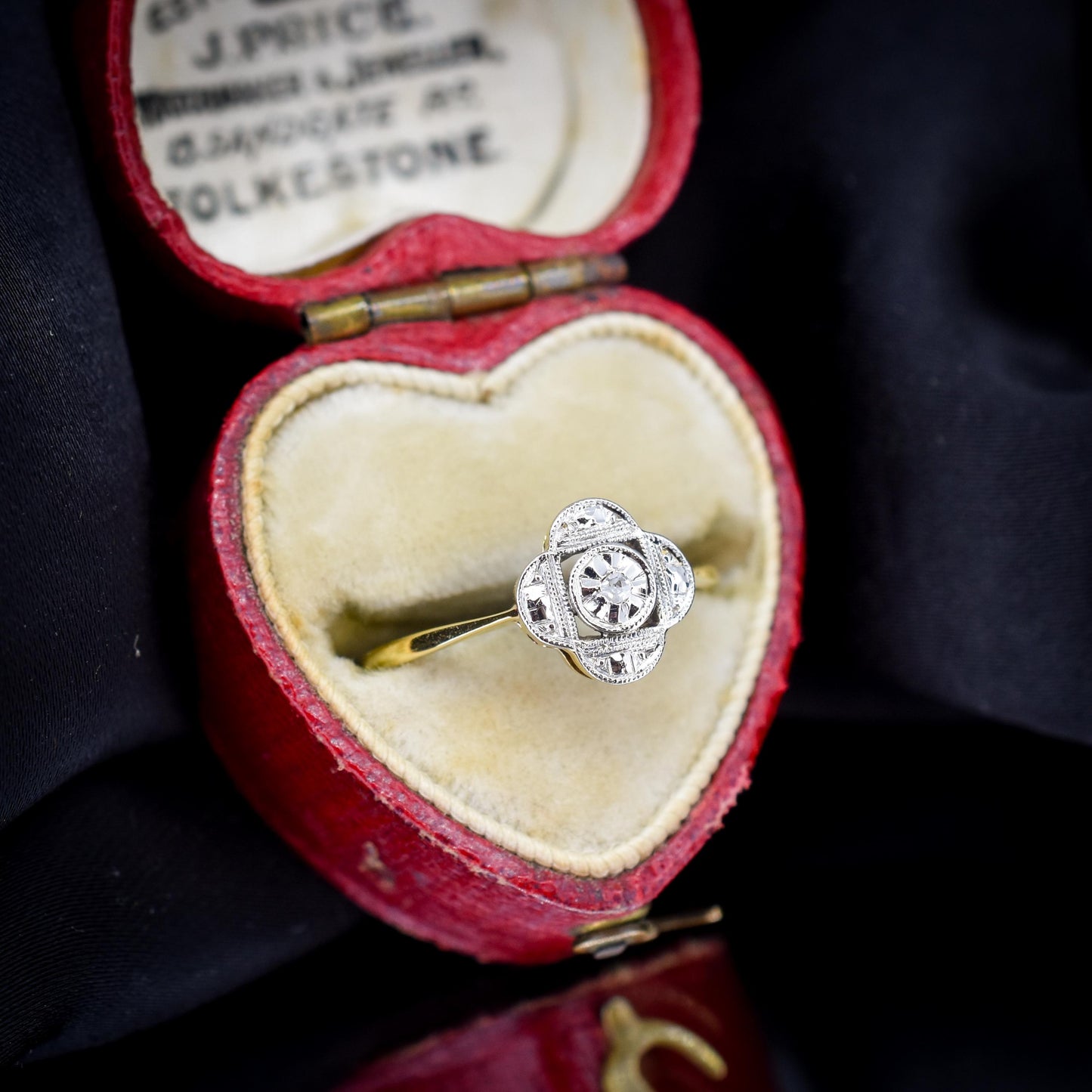 Antique Art Deco Diamond Cluster 18ct Yellow Gold and Platinum Ring