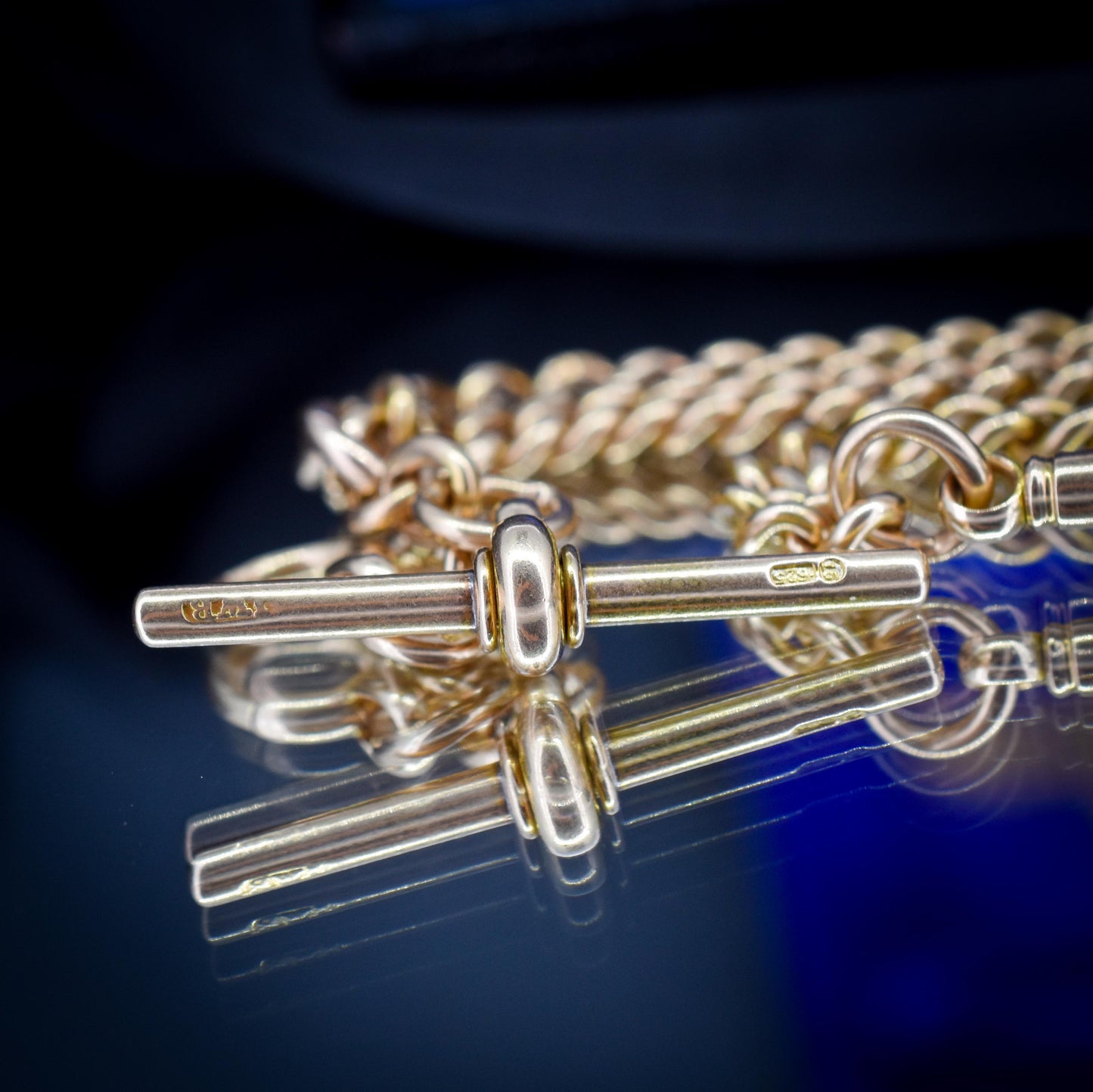 Antique 17.5" 15ct Gold Bolt Ring and Dog Clip Albert Chain Necklace