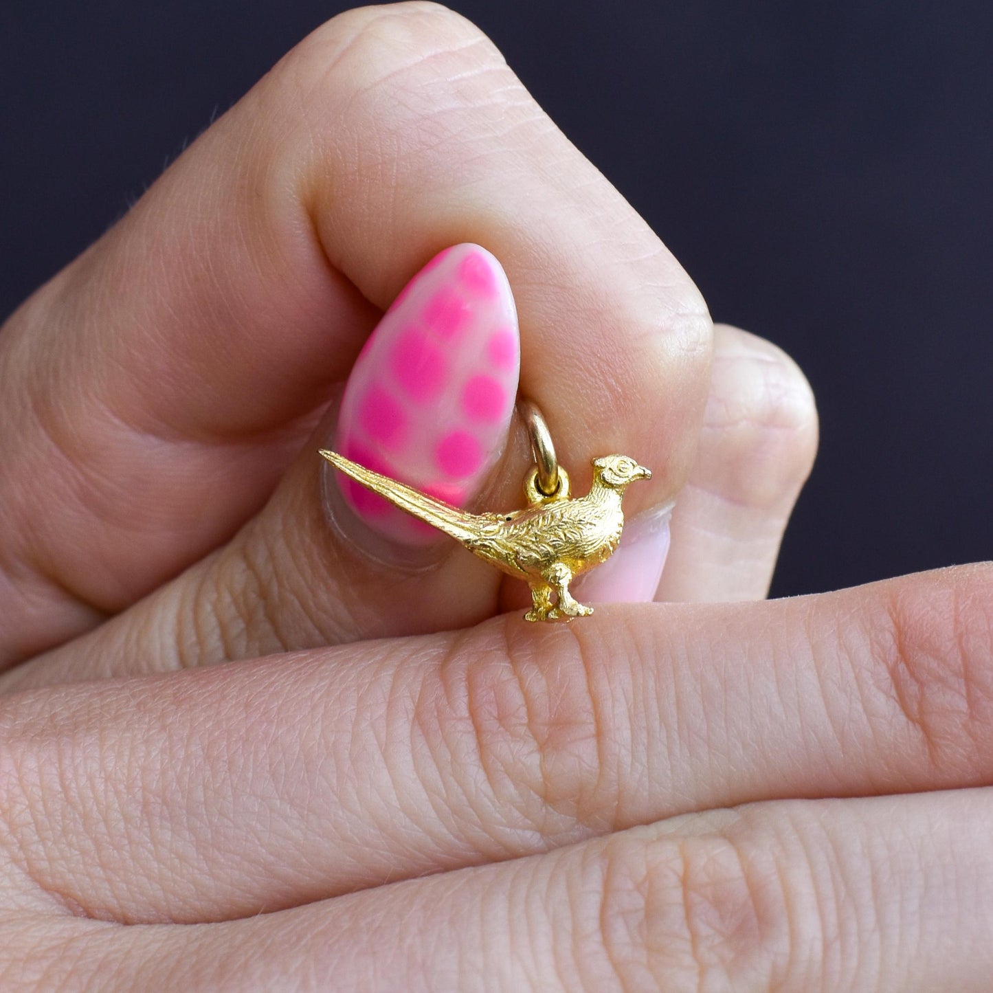 Vintage 9ct Yellow Gold Pheasant Bird Charm Pendant