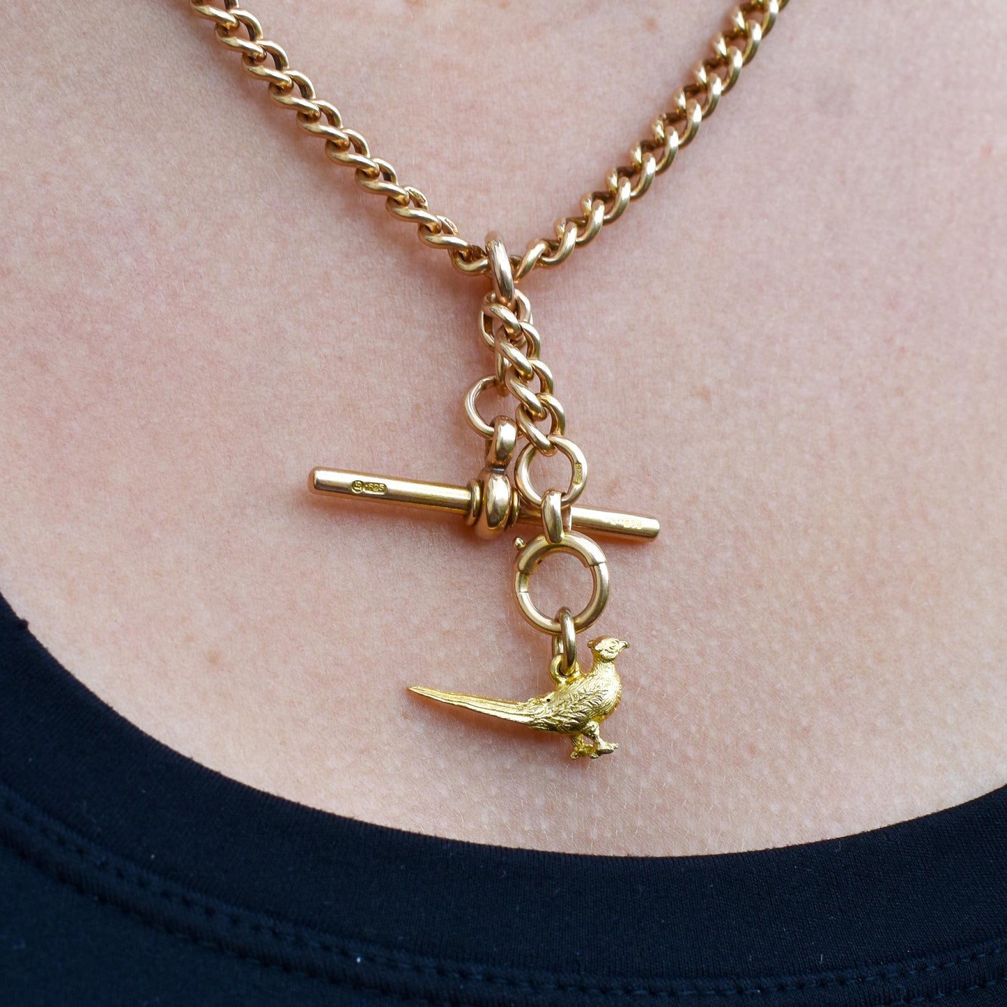 Vintage 9ct Yellow Gold Pheasant Bird Charm Pendant