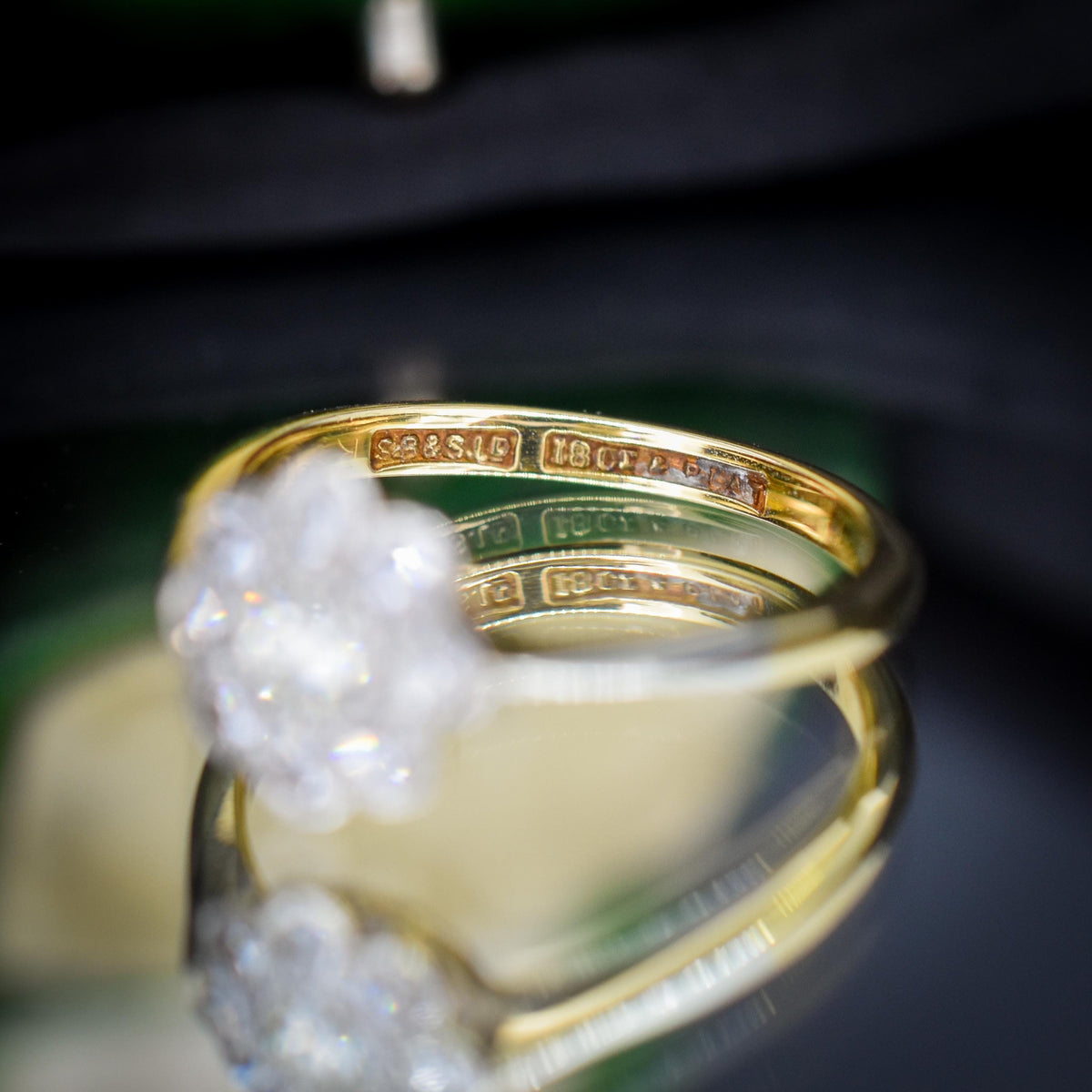 Antique Diamond Cluster Daisy 18ct Yellow Gold and Platinum Ring