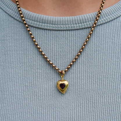 Antique Amethyst Paste Heart 18ct Gold Charm Pendant