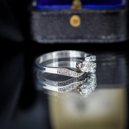 Antique Diamond 'Toi Et Moi' Two Stone Twist 18ct White Gold Ring