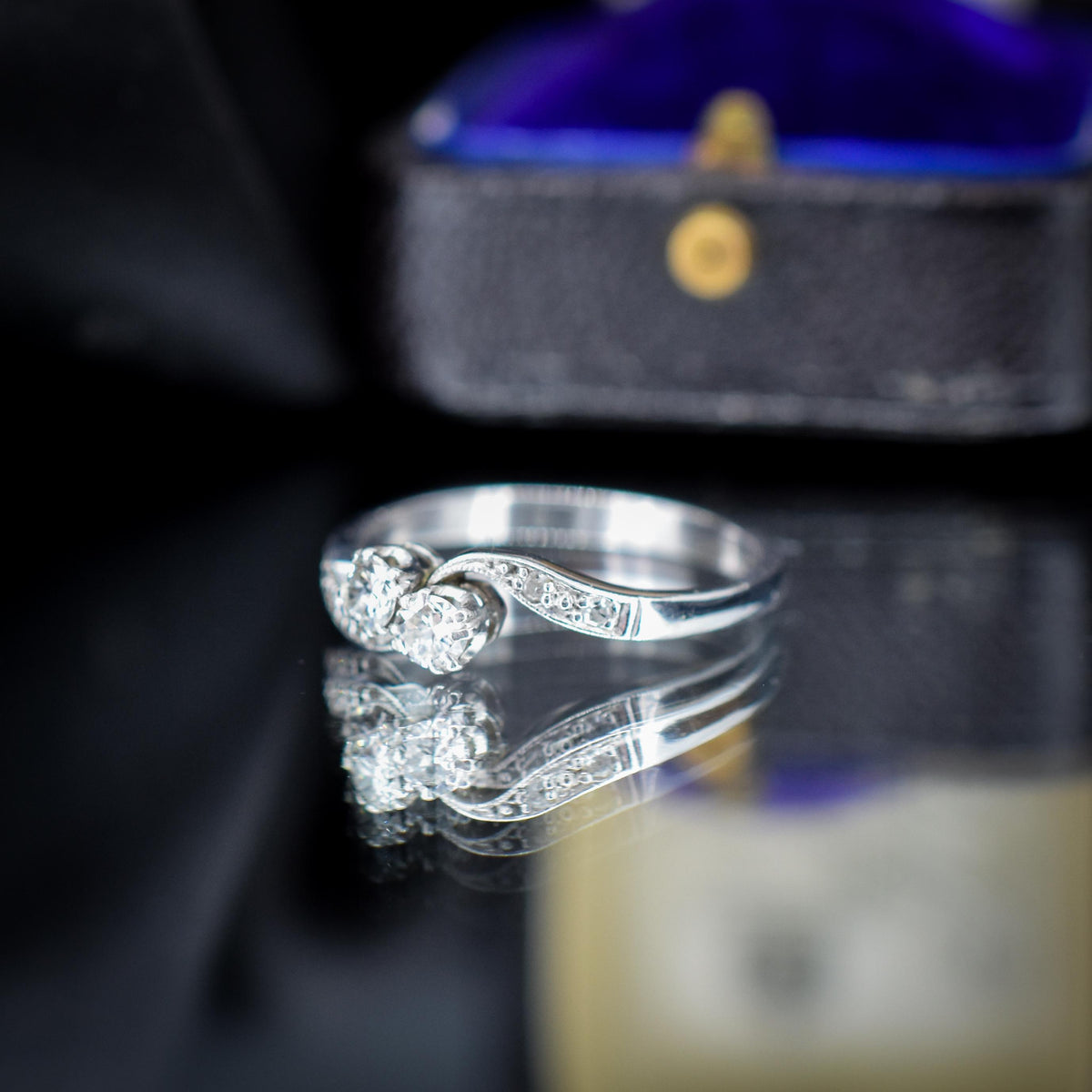Antique Diamond 'Toi Et Moi' Two Stone Twist 18ct White Gold Ring
