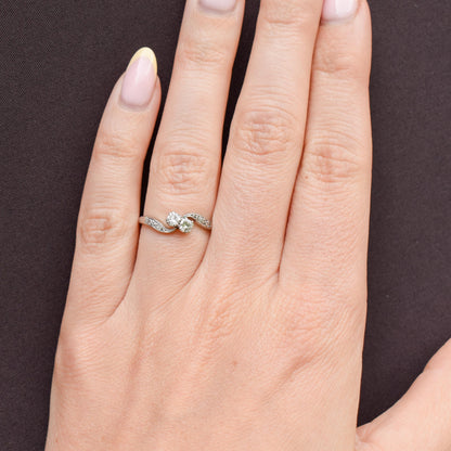 Antique Diamond 'Toi Et Moi' Two Stone Twist 18ct White Gold Ring