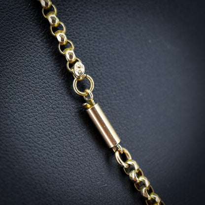 Antique 9ct Gold Faceted Belcher Link Chain Necklace with Barrel Clasp | 17.5"