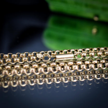 Antique 9ct Gold Faceted Belcher Link Chain Necklace with Barrel Clasp | 17.5"