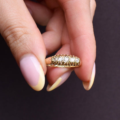 Antique '1917' Old Cut Diamond Five Stone 18ct Yellow Gold Ring