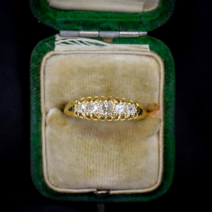 Antique '1917' Old Cut Diamond Five Stone 18ct Yellow Gold Ring