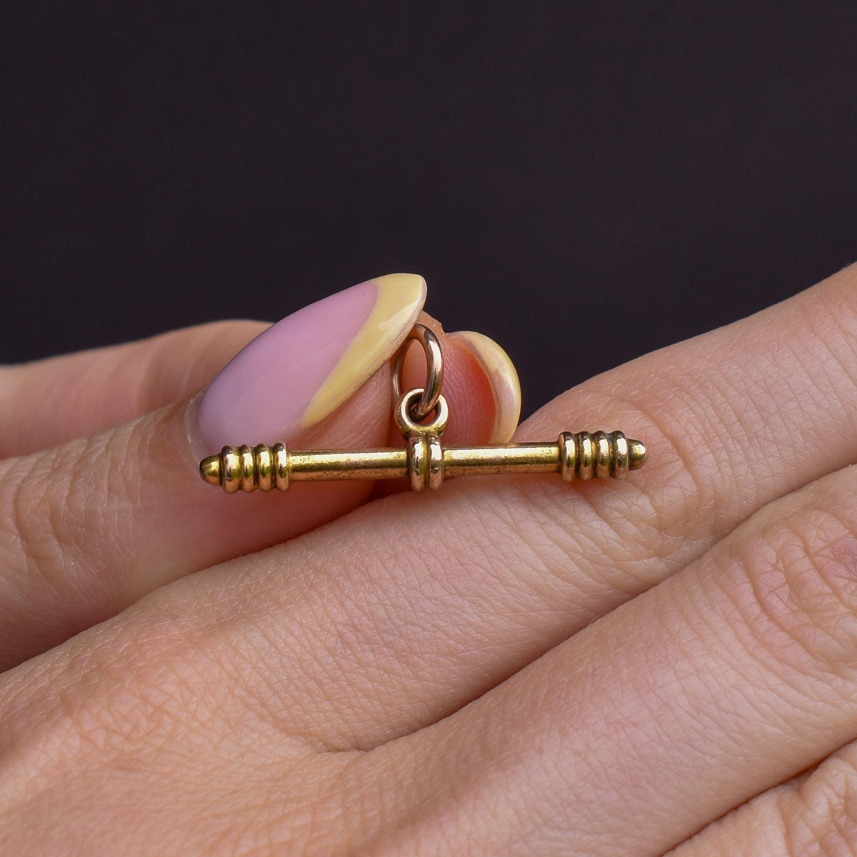 Antique 15ct Gold T-Bar Pendant Charm