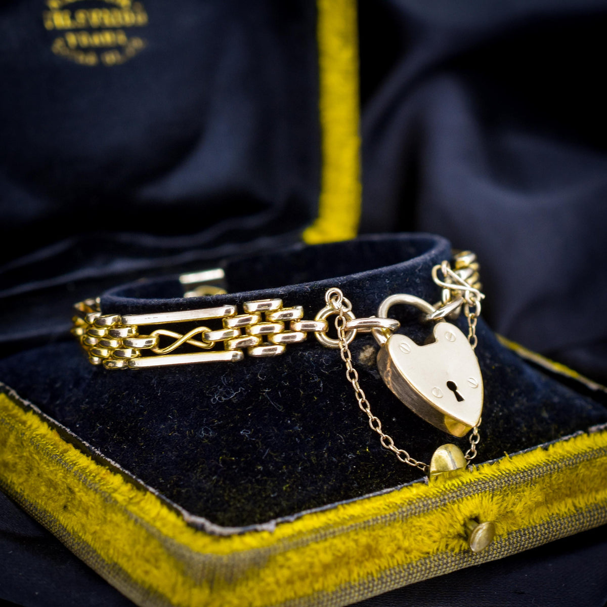 Antique Heart Padlock Fancy Gate Rolled Gold Bracelet