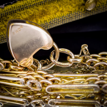 Antique Heart Padlock Fancy Gate Rolled Gold Bracelet