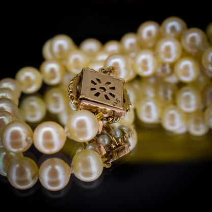 Vintage Pearl 9ct Gold Citrine Beaded Strand Necklace | 16.5"