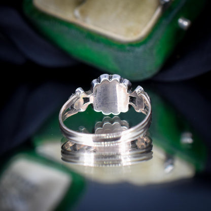 Antique Georgian Green Paste Cluster 9ct Gold and Silver Ring