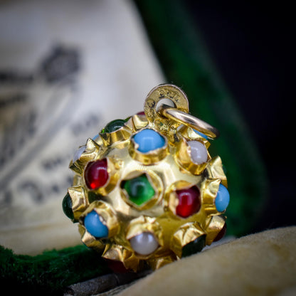 Vintage 9ct Gold Multi Gem Sputnik Charm Pendant