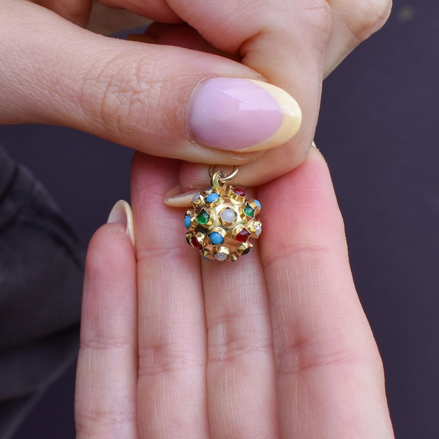 Vintage 9ct Gold Multi Gem Sputnik Charm Pendant