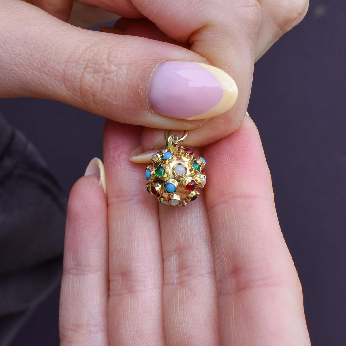 Vintage 9ct Gold Multi Gem Sputnik Charm Pendant