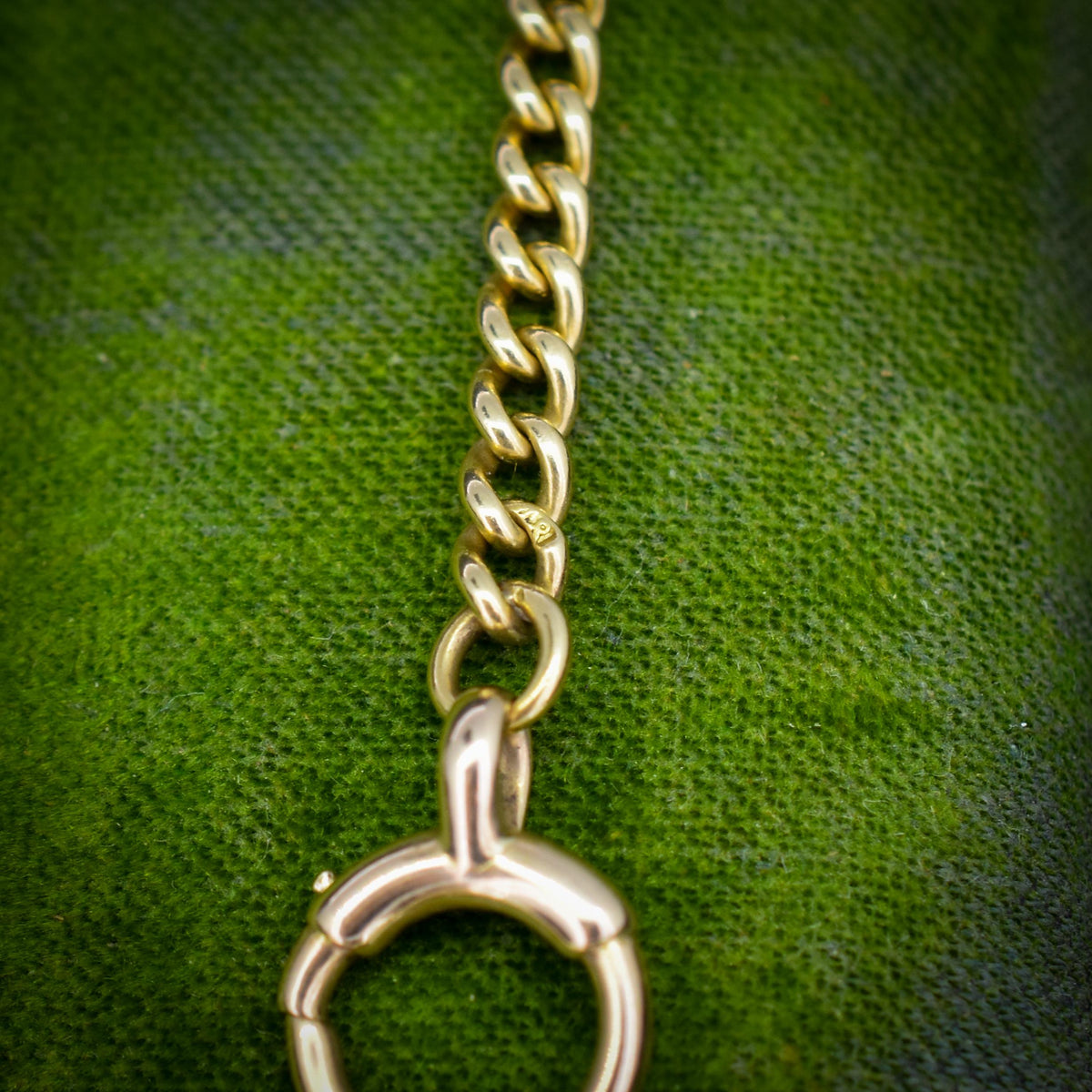 Antique 18ct Yellow Gold Curb Link Bolt Ring Chain Necklace | 18.25"