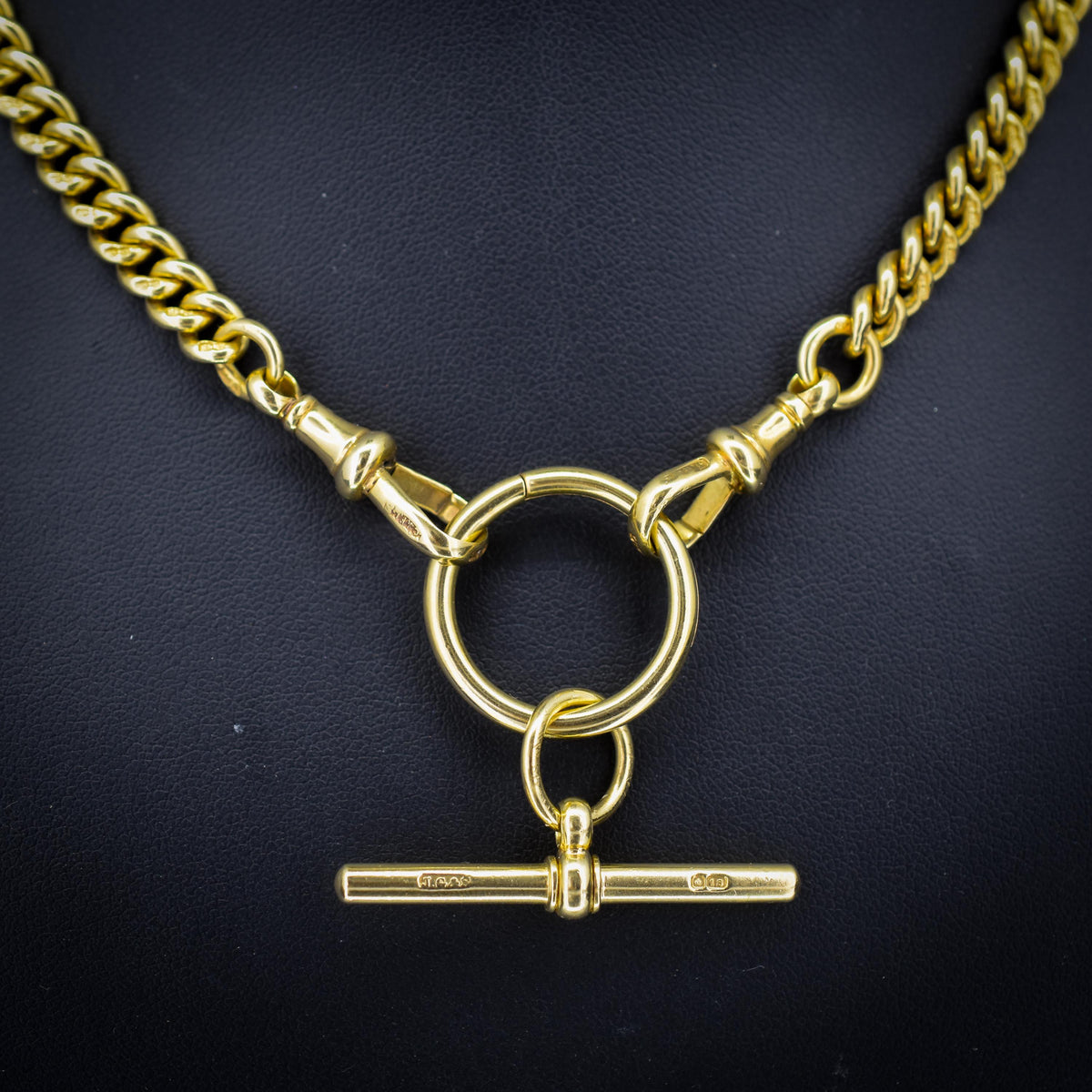 Antique 18ct Yellow Gold Curb Link Albert Watch Chain Necklace | 16"