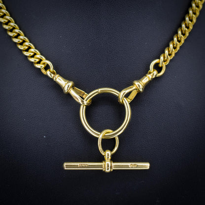 Antique 18ct Yellow Gold Curb Link Albert Watch Chain Necklace | 16"