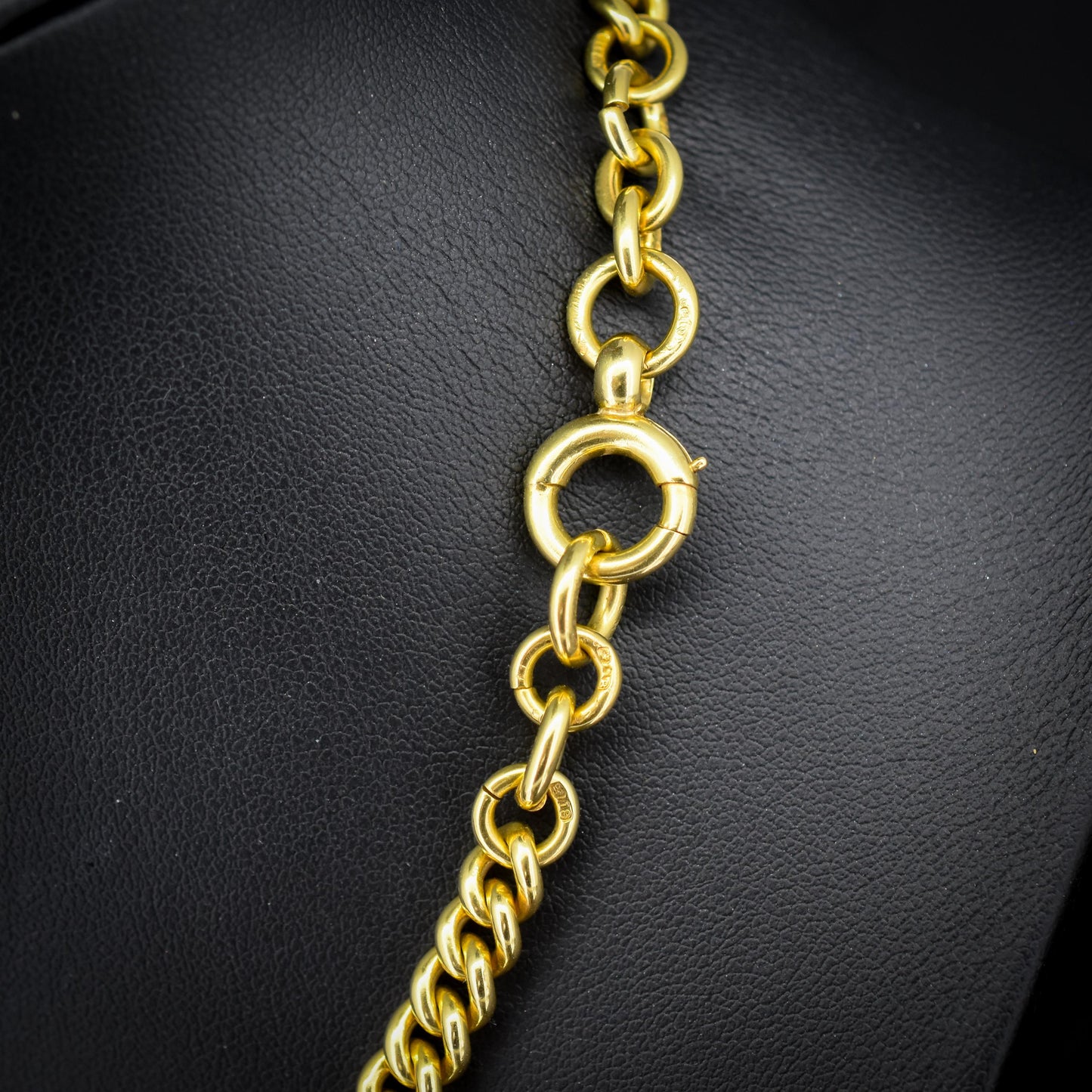 Antique 18ct Yellow Gold Curb Link Albert Watch Chain Necklace | 16"