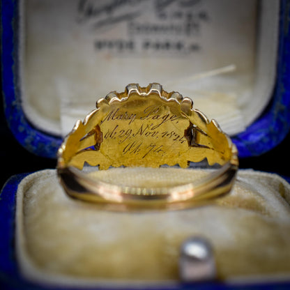 Antique '1824' Georgian Turquoise and Pearl 18ct Gold Mourning Ring