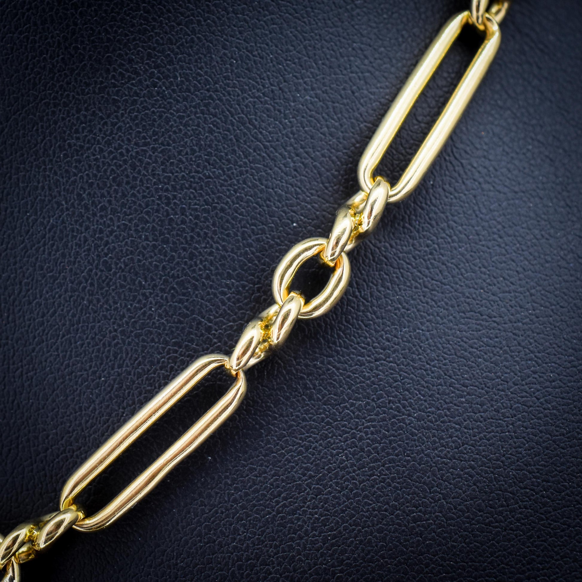 Antique 18ct Yellow Gold Trombone Watch Chain Necklace | 14.75"
