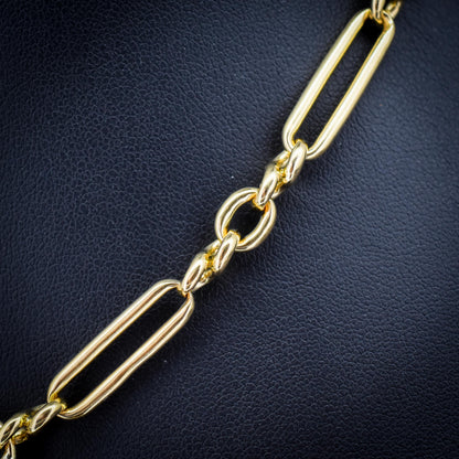 Antique 18ct Yellow Gold Trombone Watch Chain Necklace | 14.75"