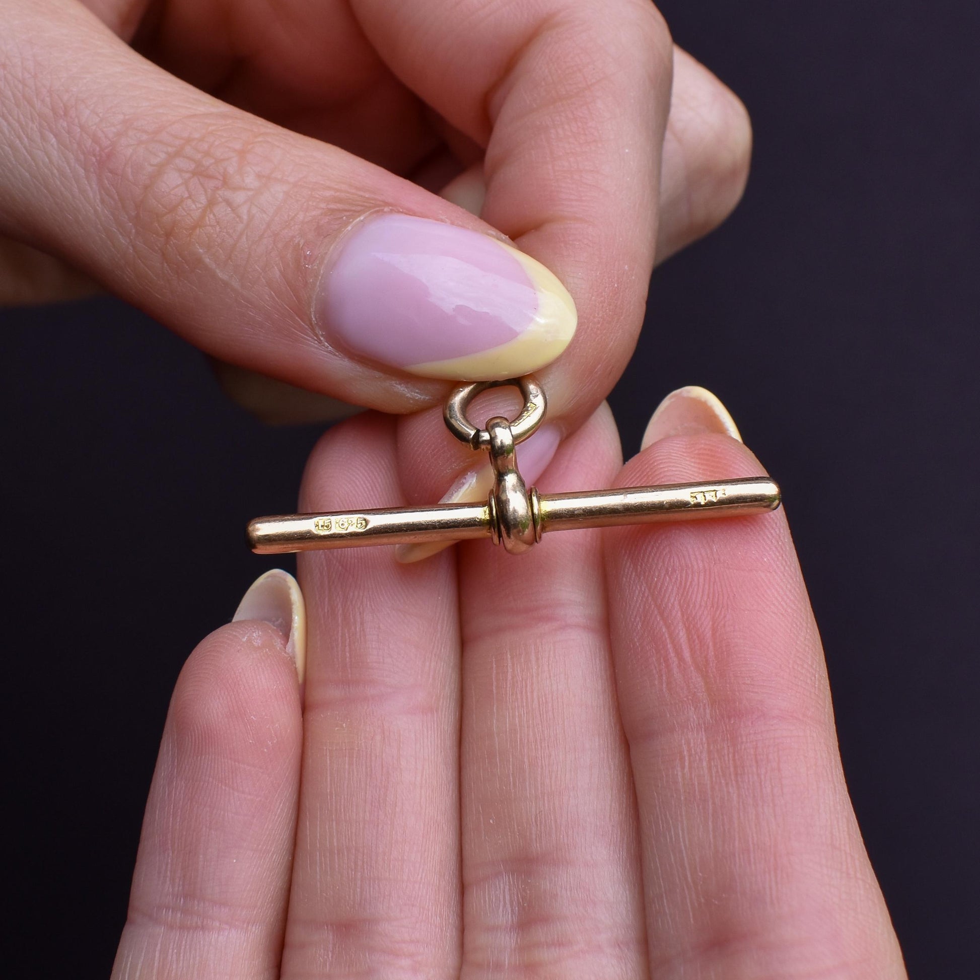 Antique 15ct Gold T-Bar Pendant Charm