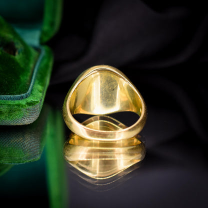 Vintage Heavy Scottish Thistle 18ct Yellow Gold Seal Signet Ring | 13.5g