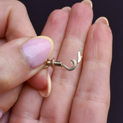 Antique 12ct Gold Screw Dog Clip Charm Pendant