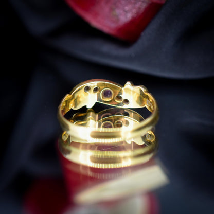 Antique Victorian Ruby Diamond Starburst 18ct Gold Band Ring | Dated 1913