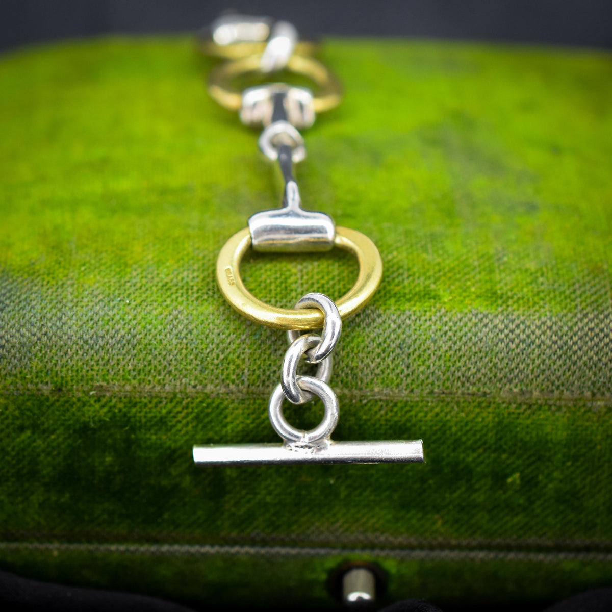 Vintage Multi Tone Sterling Silver Horsebit Snaffle Bracelet | 8.25"