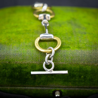 Vintage Multi Tone Sterling Silver Horsebit Snaffle Bracelet | 8.25"