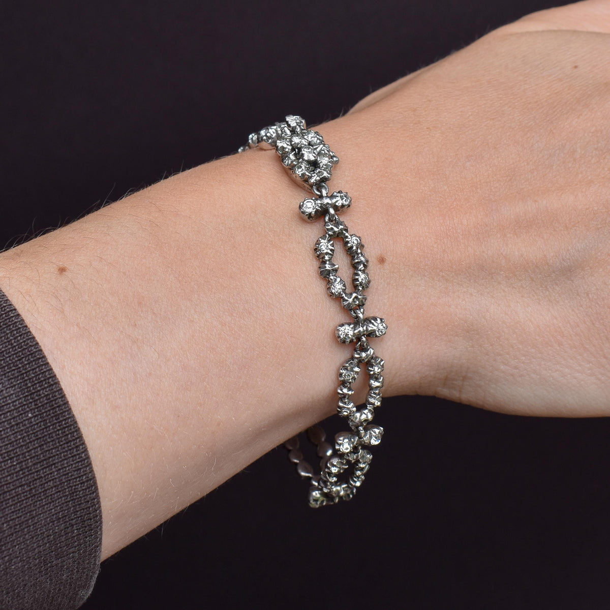 Vintage Paste Silver Statement Bracelet