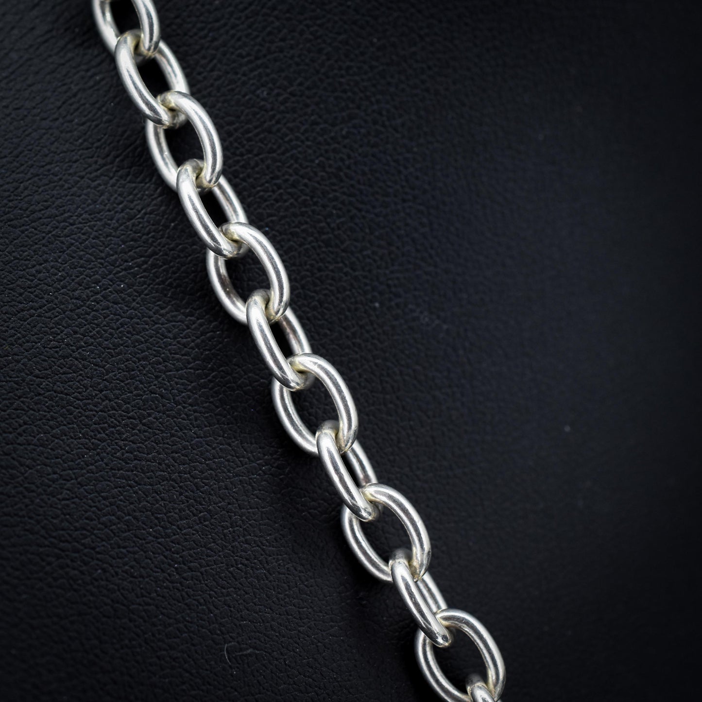 Vintage Sterling Silver Oval Cable Link Watch Chain Necklace with T-Bar and Dog Clips – 18"