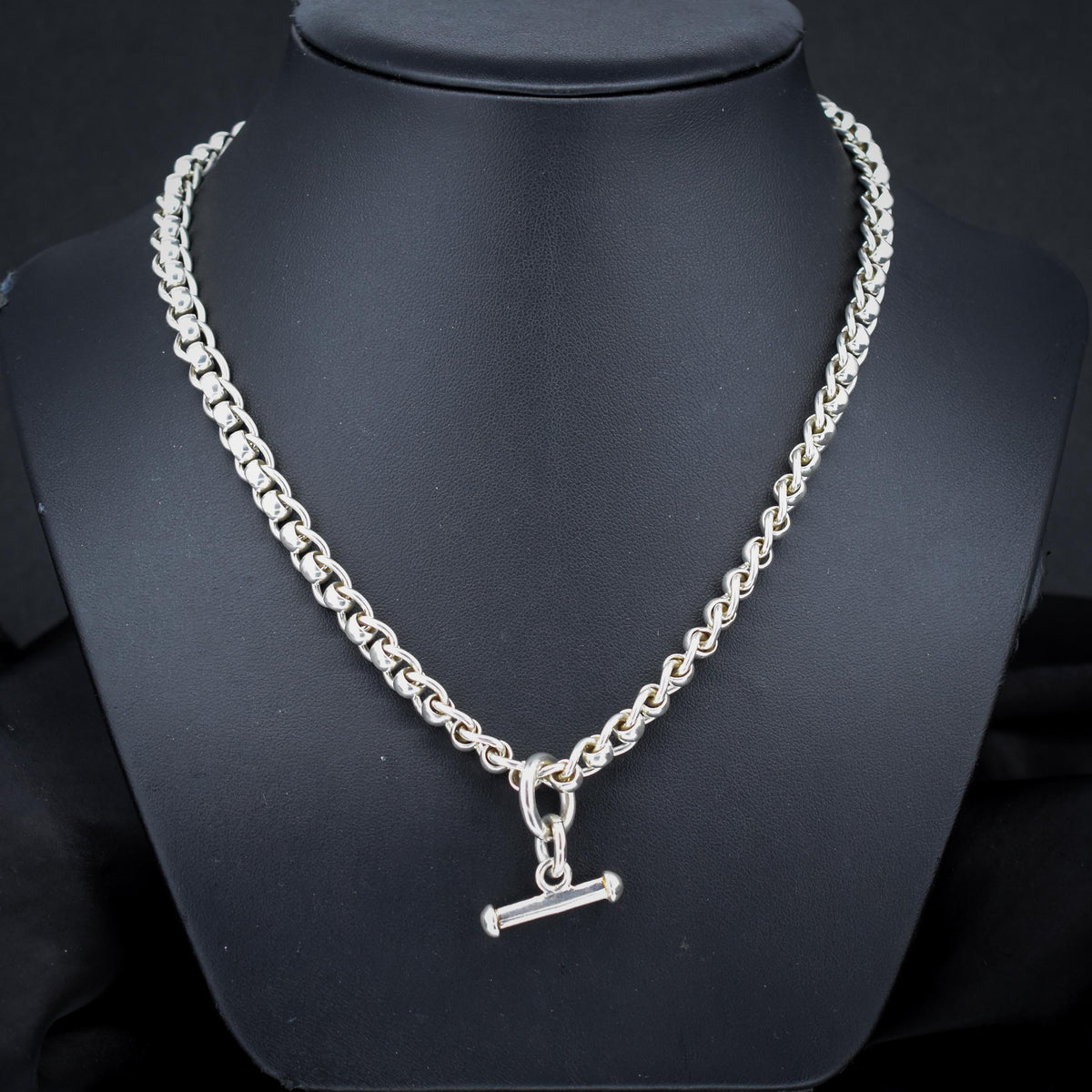 Vintage Sterling Silver Rollerball Albert Watch Chain Necklace | 17.5"