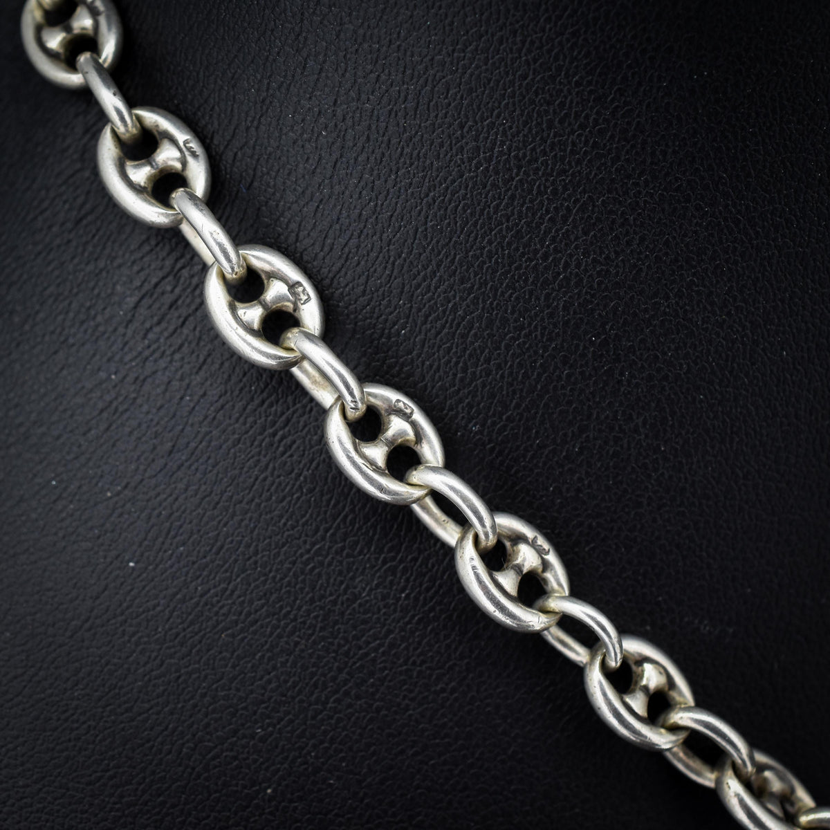 Antique 16.25" Sterling Silver Mariner Anchor Link Watch Chain Necklace