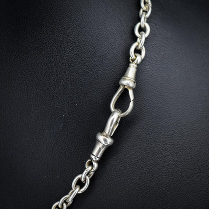 Antique 16.25" Sterling Silver Mariner Anchor Link Watch Chain Necklace