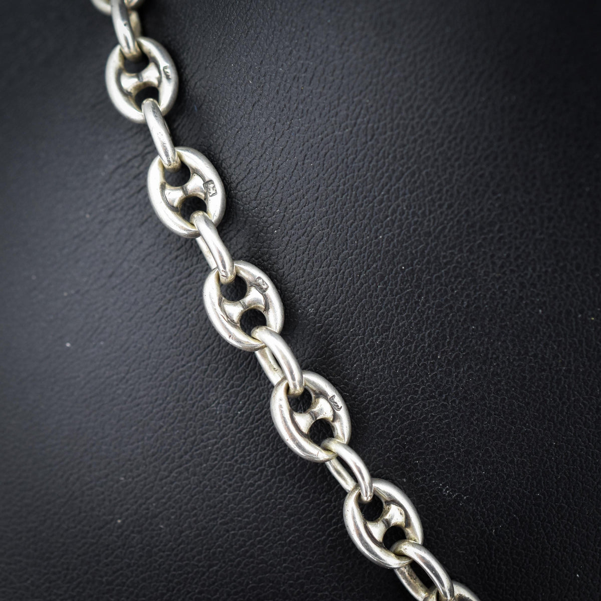 Antique 16.25" Sterling Silver Mariner Anchor Link Watch Chain Necklace