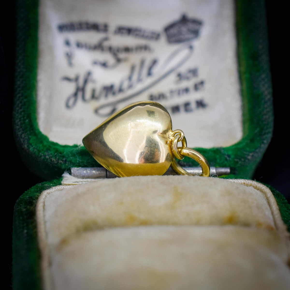 Antique Amethyst Paste Heart 18ct Gold Charm Pendant