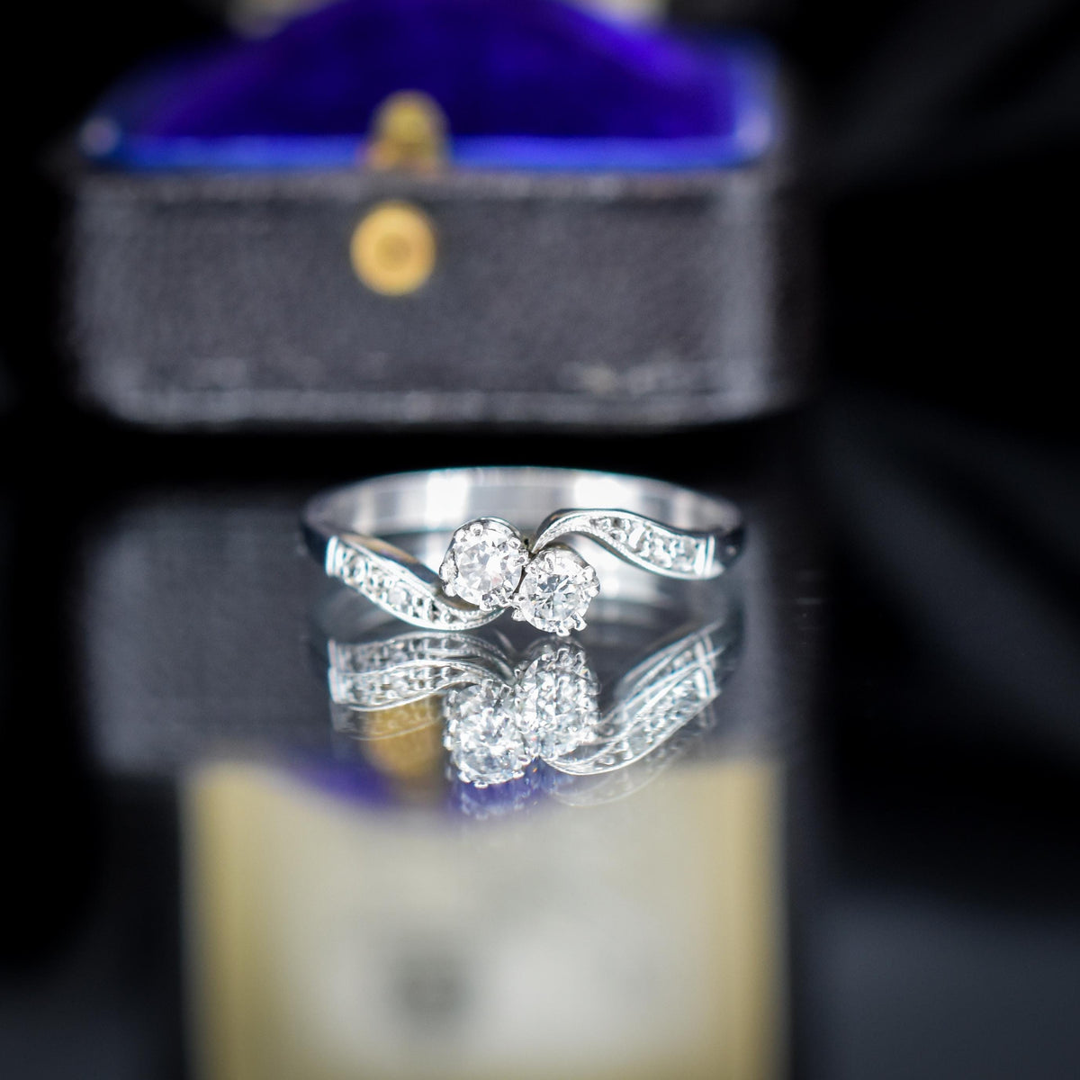Antique Diamond 'Toi Et Moi' Two Stone Twist 18ct White Gold Ring