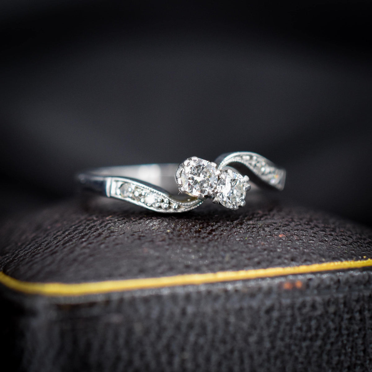 Antique Diamond 'Toi Et Moi' Two Stone Twist 18ct White Gold Ring