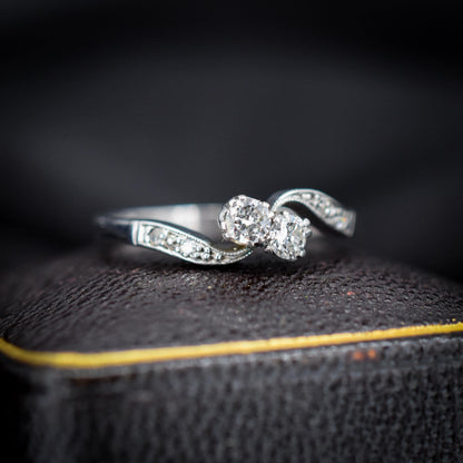 Antique Diamond 'Toi Et Moi' Two Stone Twist 18ct White Gold Ring